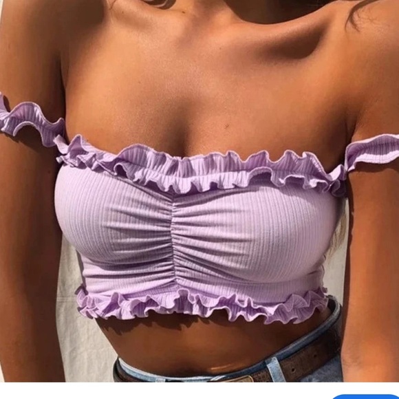 Tiger Mist purple off the shoulder top Size XS - Picture 1 of 5